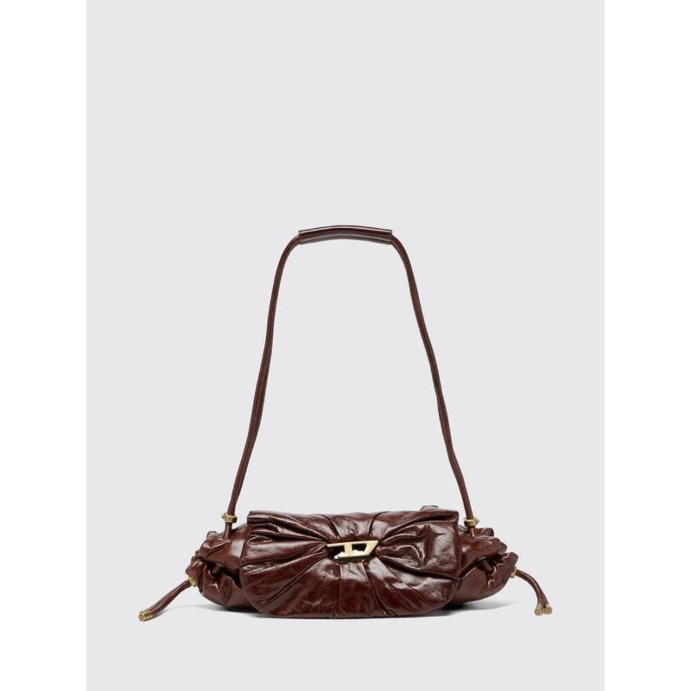 Diesel Women Diesel Scrunch-D Ruched Leather Shoulder Bag With Metal Oval D Logo